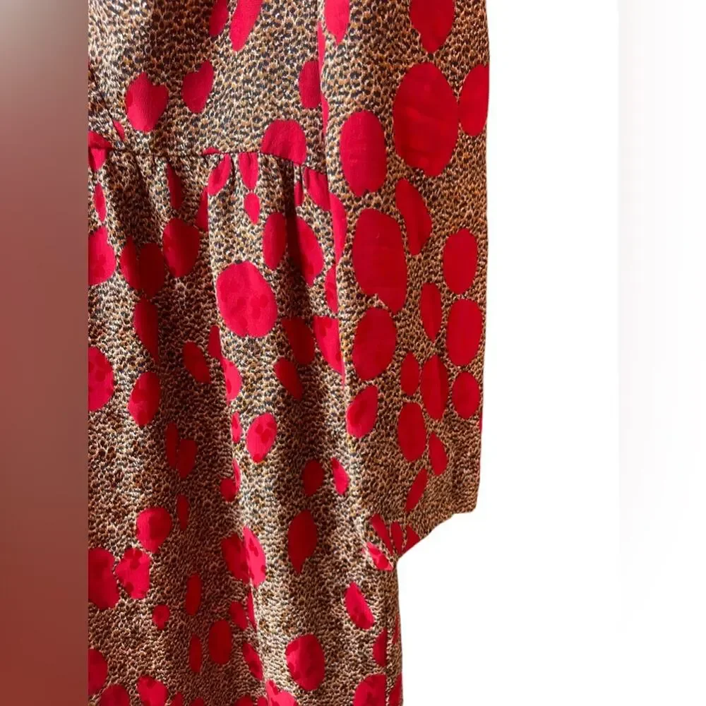 micheal novarese Printed Midi Length Silk Dress with scarf Size L - Picture 3 of 10